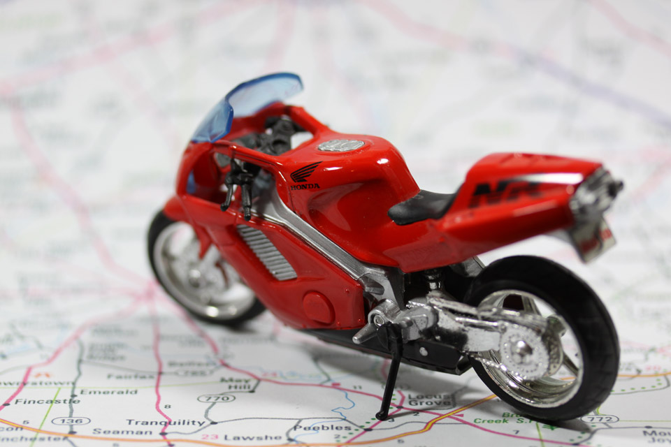 Stocke image of a motorcycle on a map