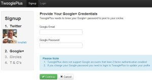 TwooglePlus asking for Google Plus Password