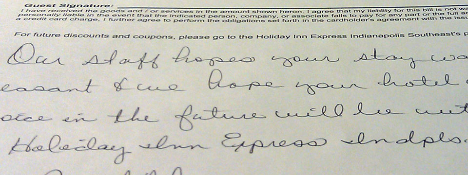 The Hotel Handwritten Note Hiccup